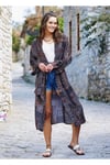 Otantik Desenli Kuşaklı Kimono