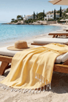 Pamuklu 90x190 Sarı Naturel Peştemal Plaj Hamam
