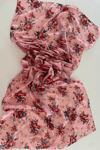 Pembe Çiçek Desenli Soft 170 x 55 cm Şal Fular Saç Bandı 1757097