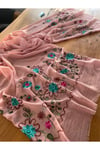 Pembe Çiçekli Naturel Ithal Şal 1606096
