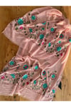Pembe Çiçekli Naturel Ithal Şal 1606096