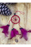 Rüyakapanı / Düşkapanı Kırmızı Bohem Çanta Aksesuarı Araba Süsü Dikiz Ayna Süsü Dreamcatcher