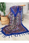 Sax Mavi Etnik Desenli 100 x 180 cm Şal Pareo Paisley 1758097