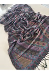 Siyah İndigo Elegansa Omuz Atkısı Kaşmir Dokulu Şık Şal Kasmir Sal (Cashmere)