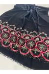 Siyah Nakışlı Ve Taş işleme Organik Pamuk Ithal Şal