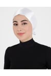 Tesettür Bone Bağcıklı Likralı Beyaz