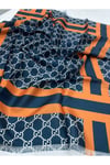Turuncu Monogram Spor Eşarp 100 x 100 cm