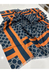 Turuncu Monogram Spor Eşarp 100 x 100 cm