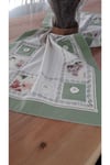 Yeşil El Işi Patchwork Dantelli Naturel Runner