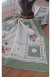 Yeşil El Işi Patchwork Dantelli Naturel Runner