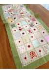Yeşil Renkli Yamalı İşlemeli 50x130 Cm Runner