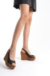 Ernila Shoes Hakiki Deri Dolgu Topuk Sandalet