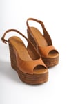 Ernila Shoes Hakiki Deri Dolgu Topuk SaNDALET