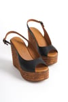 Ernila Shoes Hakiki Deri Dolgu Topuk Sandalet