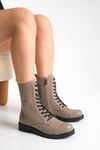 LARA Hakiki Deri Vizon Bağcıklı Kadın Postal Bot