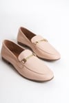 LUNA Pudra Hakiki Deri Kadın Tokalı Babet