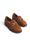 Shoes Hakiki Süet Deri Kadın Tokalı Loafer Ayakkabı