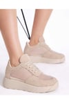 Süet Fileli Sneaker Spor Ayakkabı