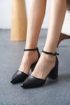 altınmodashoes Kadın Celar Mat Deri Beyaz Topuklu Ayakkabı - Beyaz