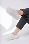 Hakiki Deri Beyaz Baskı Kadın Deri Casual Ayakkabı 74560