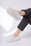 Hakiki Deri Beyaz Baskı Kadın Deri Casual Ayakkabı 74560