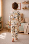  Erkek çocuk dinazorlar basklı gömlek yaka düğmeli pijama takımı