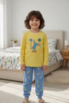 %100 pamuk çocuk uzun kollu ince pijama takımı
