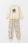 %100 pamuk çocuk uzun kollu ince pijama takımı