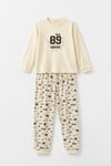 %100 pamuk çocuk uzun kollu ince pijama takımı