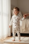 çocuk pijama takımı ayı desenli raporlu kumaş
