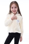 Ekru Unisex Çocuk Kareli Peluş Hırka - Astar Detaylı, 1-5 Yaş, Kışlık