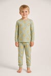 erkek çocuk dinazor basklı likralı pijama takımı