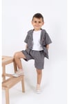 erkek çocuk gömlek+sweatshirt ve cepli şort alt üst takım --ütü istemez--