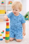 erkek çocuk mavi saferi baskılı yazlık pijama takımı