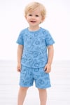 erkek çocuk mavi saferi baskılı yazlık pijama takımı