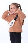 Kareluxe Kahverengi Peluş Aksesuarlı Çocuk Hırka - Unisex 1-5 Yaş