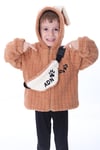Kareluxe Kahverengi Peluş Aksesuarlı Çocuk Hırka - Unisex 1-5 Yaş