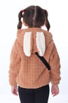 Kareluxe Kahverengi Peluş Aksesuarlı Çocuk Hırka - Unisex 1-5 Yaş