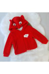 Kırmızı Unisex Çocuk Kareli Peluş Hırka - Astar Detaylı, 1-5 Yaş, Kışlık