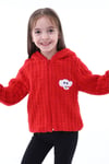 Kırmızı Unisex Çocuk Kareli Peluş Hırka - Astar Detaylı, 1-5 Yaş, Kışlık