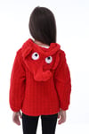 Kırmızı Unisex Çocuk Kareli Peluş Hırka - Astar Detaylı, 1-5 Yaş, Kışlık