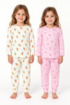 kız çocuk 2li raporlu kumaş pijama takımı