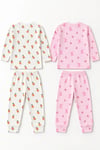 kız çocuk 2li raporlu kumaş pijama takımı