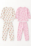 kız çocuk 2li raporlu kumaş pijama takımı