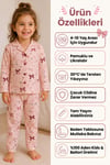Kız Çocuk Pembe Fiyonk ve Kalp Desenli Uzun Kollu Pijama Takımı