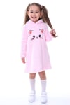 Kız Çocuk Pembe Kapşonlu Peluş Elbise