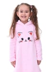 Kız Çocuk Pembe Kapşonlu Peluş Elbise