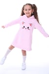 Kız Çocuk Pembe Kapşonlu Peluş Elbise