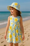 Kız Çocuk Yazlık Elbise Ve Şapka Takımı - 2'li Set (4-12 YAŞ