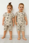 kız erkek cocuk yazı baskılı yazlık pijama takımı